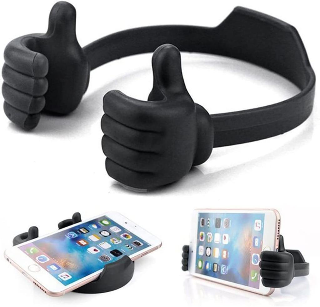 Thumbs-up Phone Stand: Adjustable Plastic Holder, Portable Desktop Stand for iPhone, Xiaomi & Samsung
