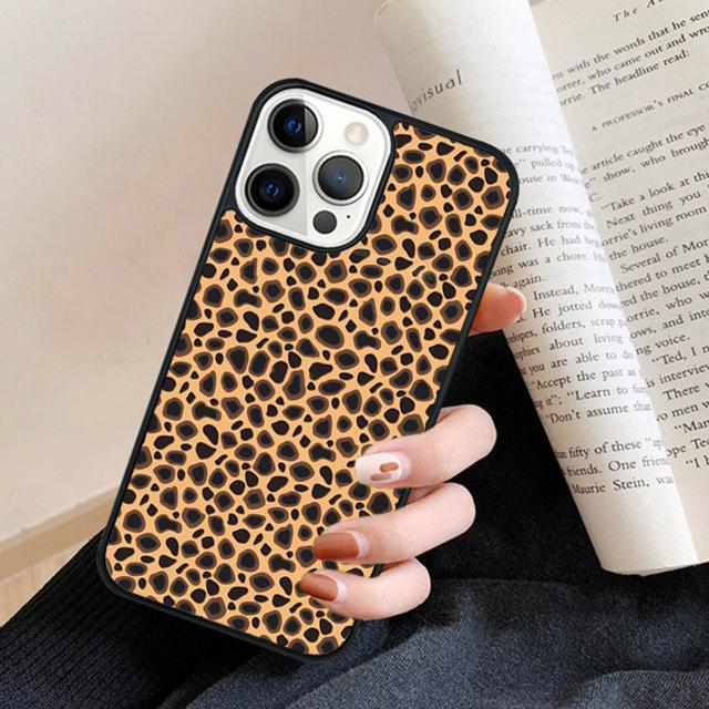 Animal Print Cheetah Black and Brown Phone Case Back Cover for iPhone 17 Air 16 15 14 13 11 12 Pro Max Plus
