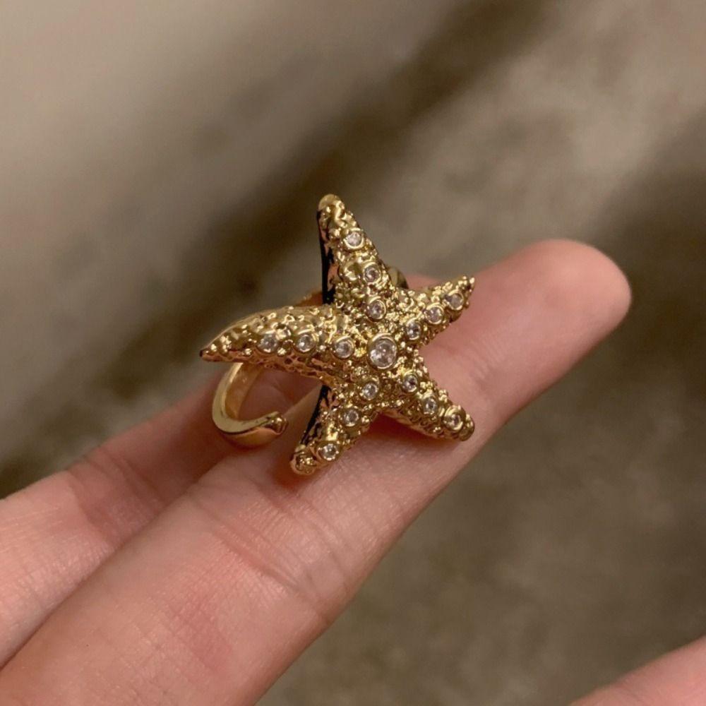 Jewelry Accessories Metal Starfish Ring Korean Style Vintage Finger Buckle  Gift