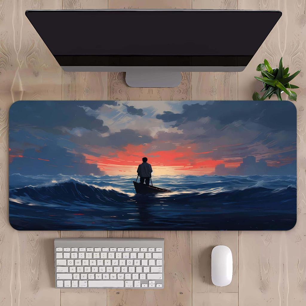 Extra Large Mountain Landscape Mouse Pad with Thickened Lock Edge for Office Desks
