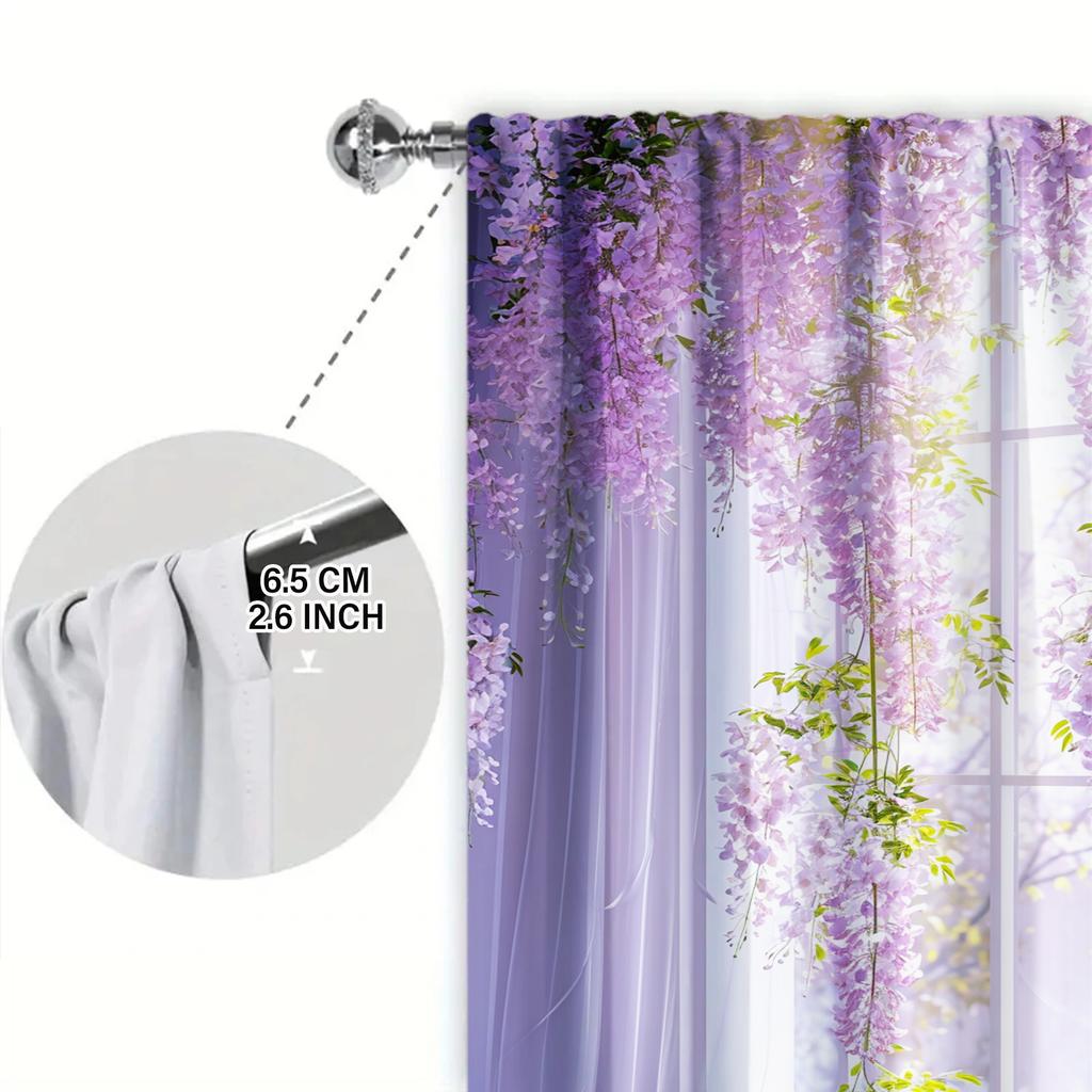 Set Of 2 Wisteria Sinensis Printed Curtain Home Decor Window Treatment Bedroom Office Kitchen With Rod Pocket Polyester Perfect For