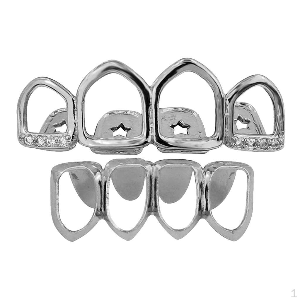 

4 Hollow Open Mouth Caps Upper Lower Set Silicone Kit срібний