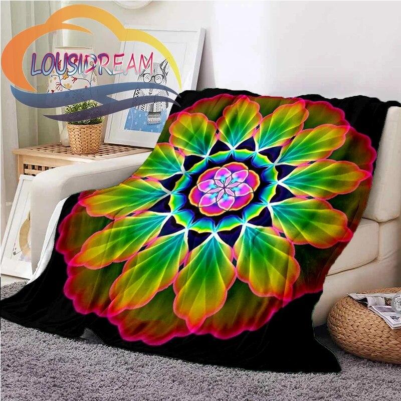 Flower of Life and Dature Stramonium Datura Flannel Warm Soft Fashion Blanket Plush Sofa Bed Throw for Picnic
