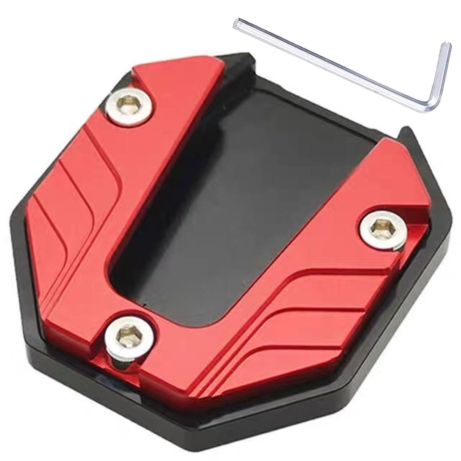 

Motorcycle side stand General-purpose side stand part Alloy dress-up part Improved foot brace with enlarged base (red)
