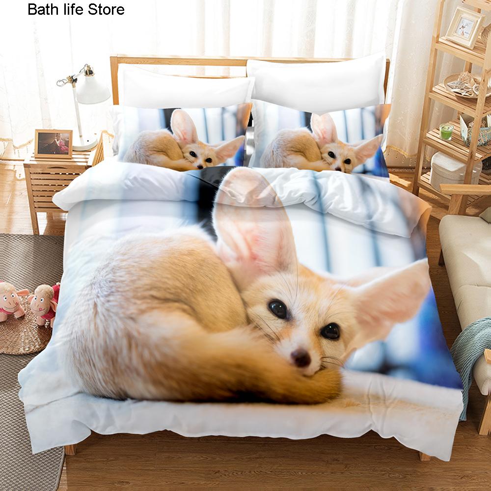 Happy Adults Toys Unisex Fennec Fox Bedding Cover Bedding Set Animal Duvet Cover Kids Cute Comforter Bed Linen Bed Set Cute And Kawaii For Adults