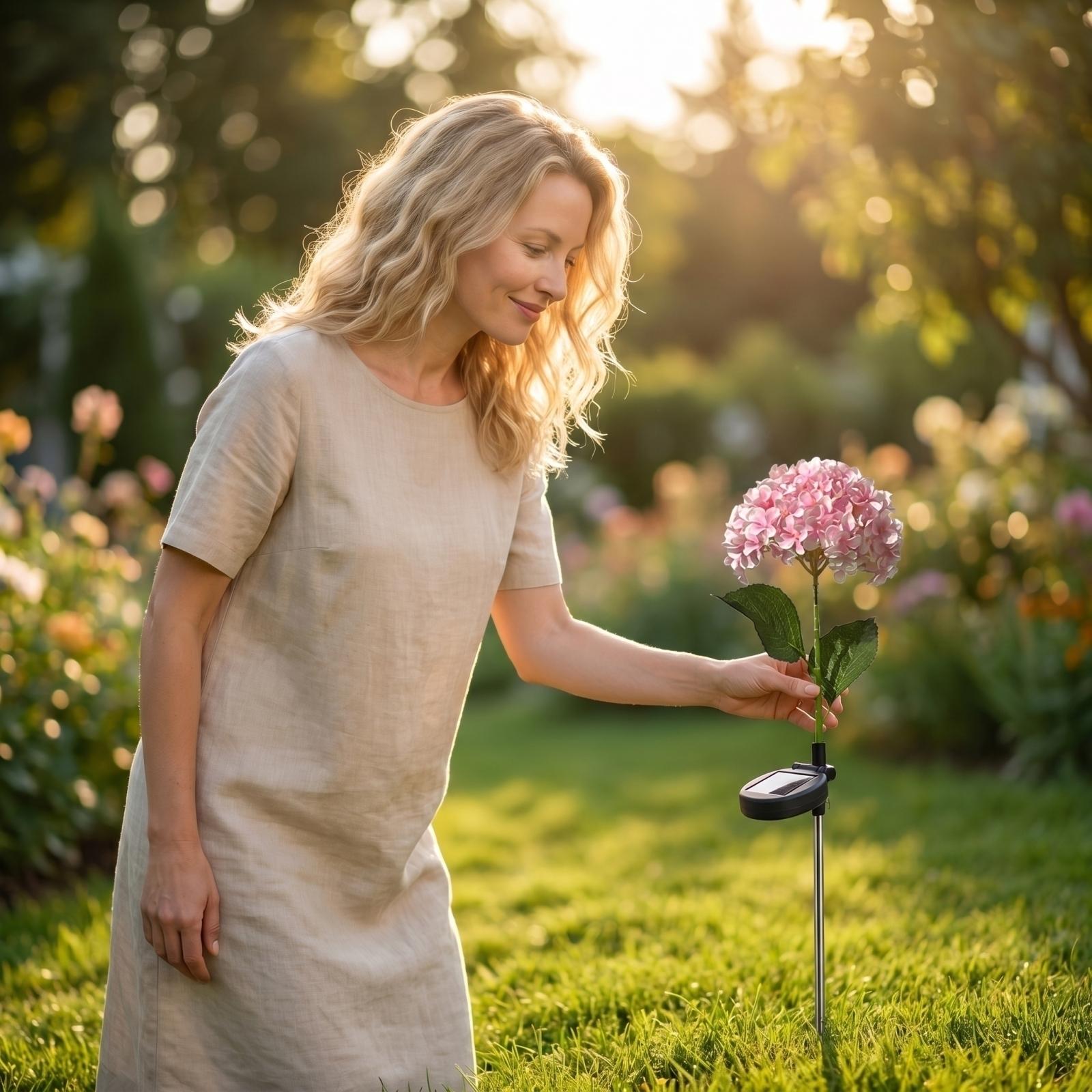 

Solar Powered Outdoor Artificial Flower Garden Light with Stake for Yard Pathway Lawn Decoration Waterproof and Energy Efficient one size рожевий