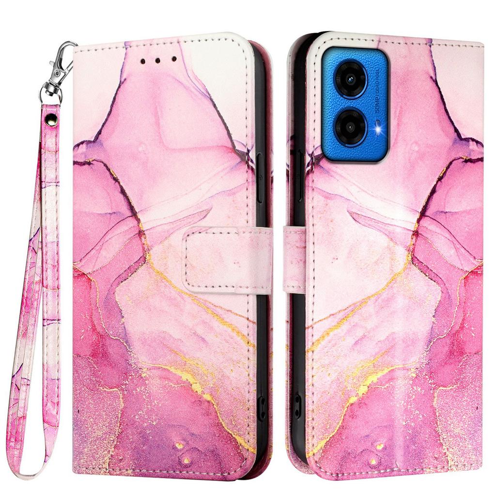 For Motorola Moto G34 5G/Motorola Moto G45 5G Case with Strap Marble Pattern Leather Phone Cover Card Holder