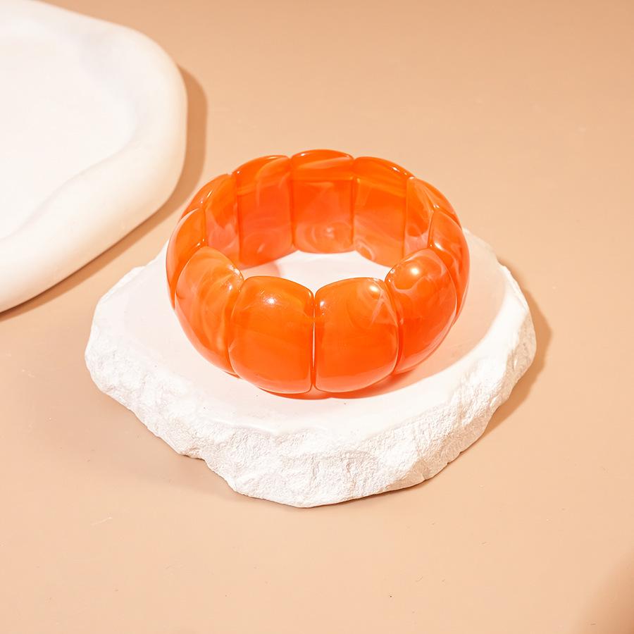 High-End European & Asian Gradient Acrylic Patchwork Bangle - Retro Exaggerated Style Wristband for Women