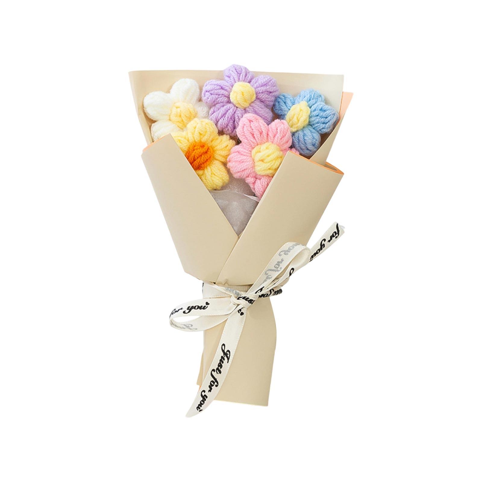 

Plush Flower Bouquet Soft Stuffed Toy Set Wrapped in Decorative Paper with Ribbon for Gift Giving and Home Decoration Suitable for Various Occasions One Size жовтий