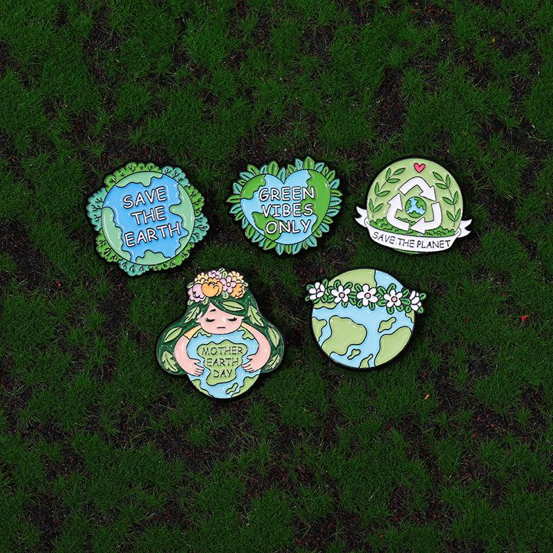 

5 шт. брошь на экологическую тематику, аксессуары, подарок, зеленая любовь, земляные цветы, металлический значок, украшение для одежды, ювелирные изделия