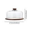 Cake Display Server Tablet Stand with Dome Plate Glass Dessert Wood Serving Shell for