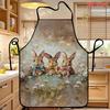 1pc Apron Featuring a Design of Three Rabbits Wearing Bow Ties, Reusable, Simple, Lightweight, and Multifunctional. Suitable for Kitchen and Dining, C