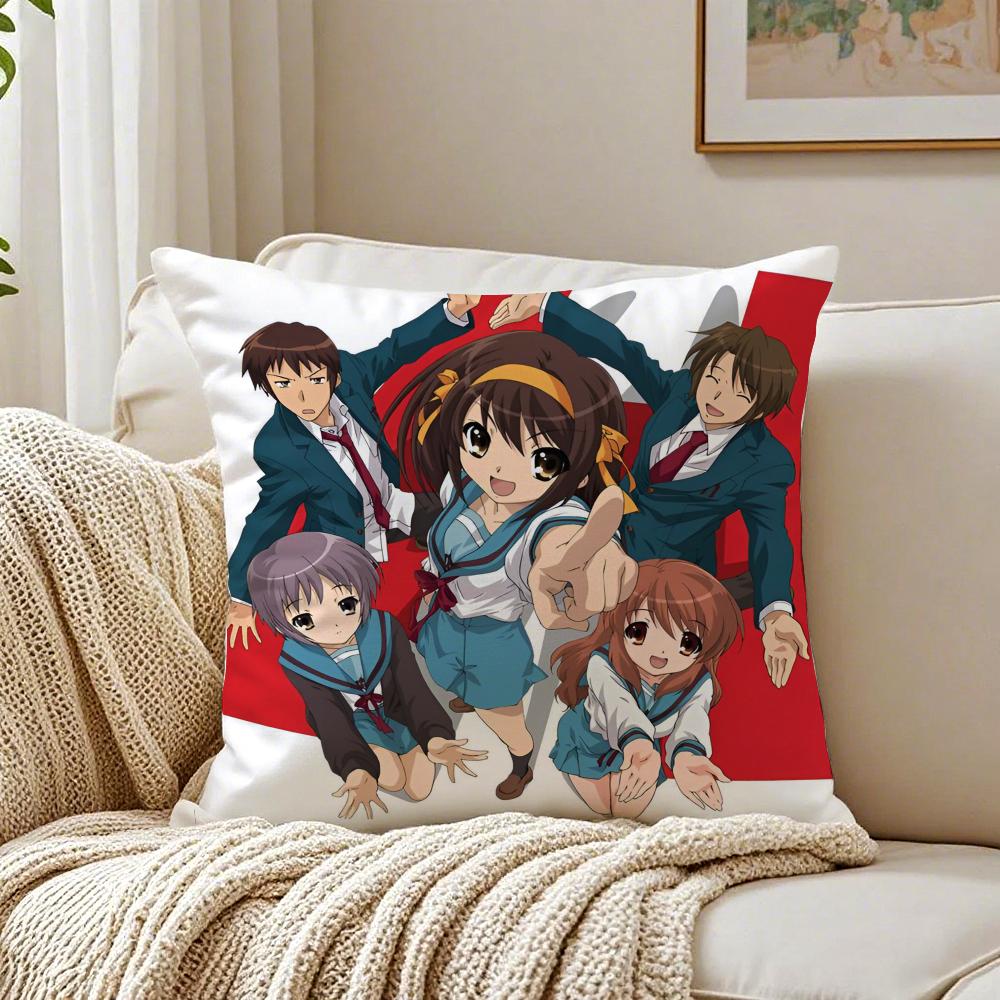 Classic Anime TThe Melancholy of Haruhi Suzumiya Cushion Cover Pillowcase Antidustmite living Room Sofa Decor Cushion Room