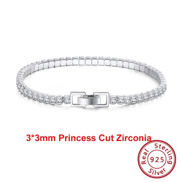 

Автентичний тенісний браслет зі срібла 925 проби з прозорим кубічним цирконієм, срібний браслет для дівчаток, ювелірні вироби для вечірок, ручний ланцюжок Sb61 19cm