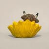 Flower Highland Cow Figurine Cute Spring Highland Cow Statue in Flower Base Resin Farmhouse Desk Decoration for Home Garden Kitchen Office