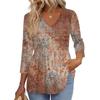 Women's T Shirt Print 3/4 Sleeve Fashion Basic V- Neck Regular Top