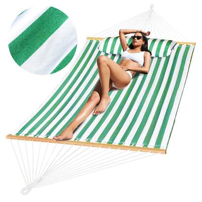 Large Two-person Garden Hammock Swing with Spreader Bars Boho 150x200 with Pillow