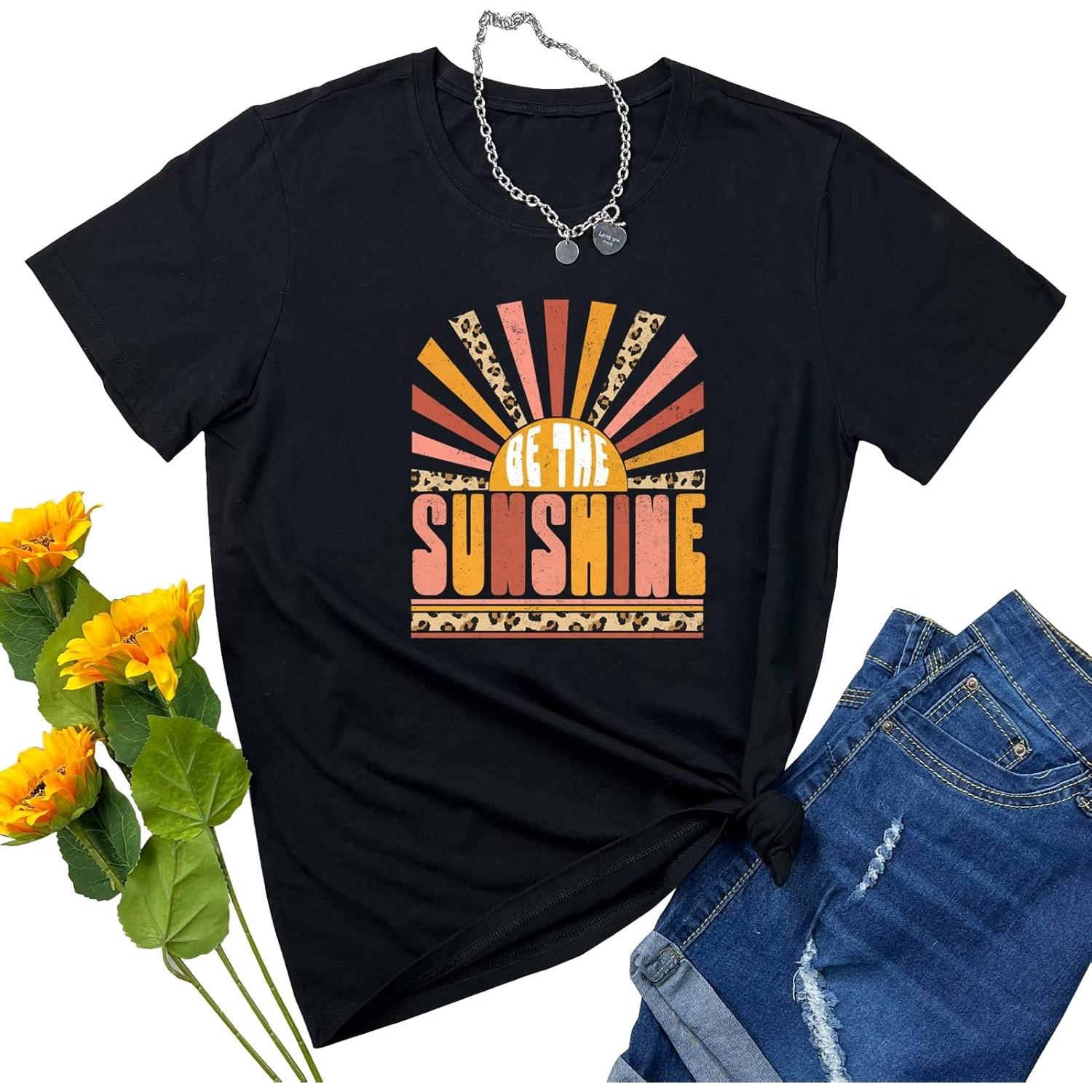 YITAN Women Graphic Tshirts Cute Tees Summer Casual Tops S чёрный