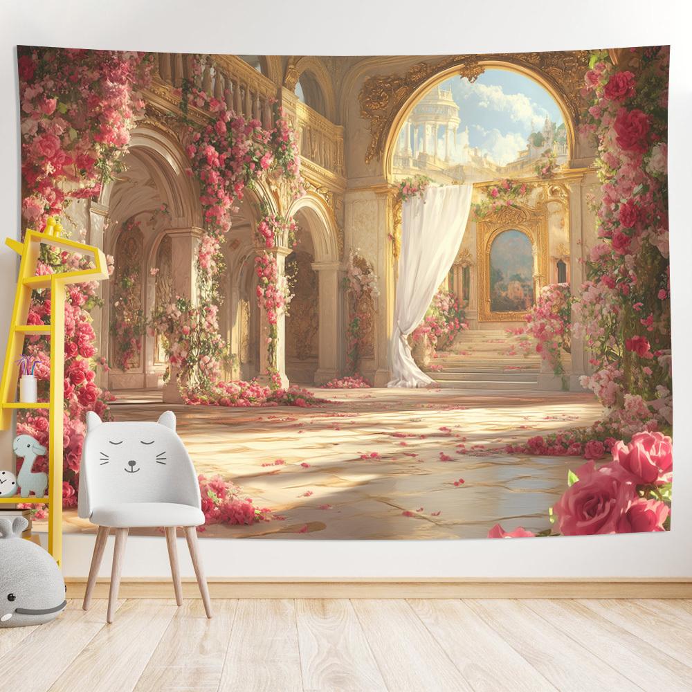 Decorative polyester upholstery with digital print with floral inspiration theme, decoration for living room, bedrooms, office background, gift