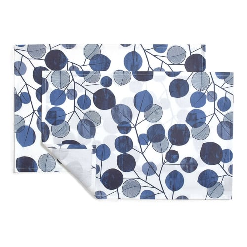 STYLE Decor Laminated Placemats, Set of 2 (30cm X 45cm), Navy Leaf