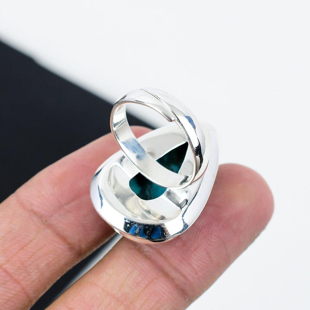 Natural Tibetan Turquoise Adjustable 925 Sterling Silver Ring - Fits US Sizes 6 To 11 - Handmade Boho Jewelry for Women & Men, Party Wear Gifts