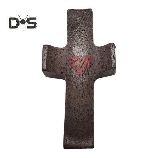 

Деревянное крестообразное украшение, комфортная поддержка в трудные времена, карманная подвеска из ореха ручной работы C