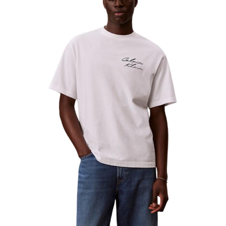 Calvin Klein Letter Logo Round Neck Loose T-Shirt Men tops 4RE828G-YAF XS