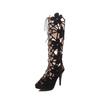 Stivali cool da donna con tacco alto primavera ed estate nuovi sexy stile europeo e americano impermeabili tavola tacco sottile taglia grande stivali cool traforati