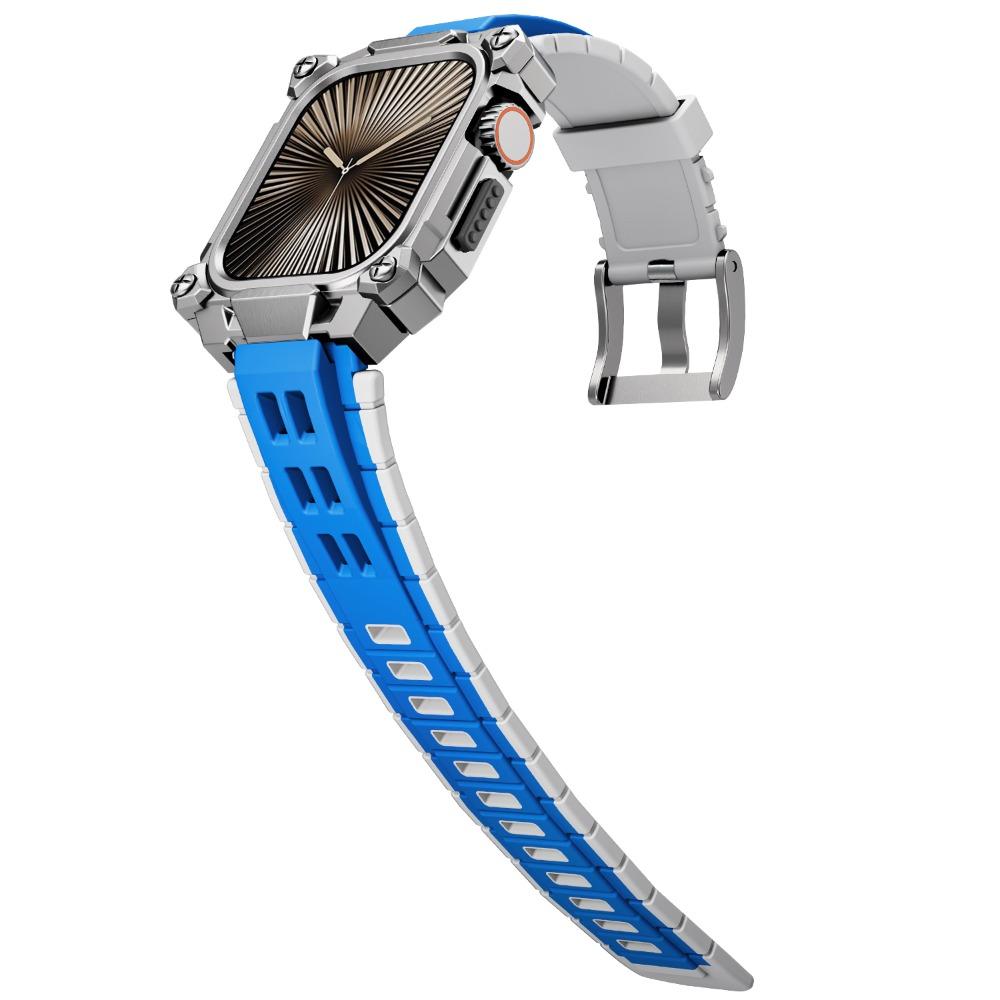 Rubber Straps+Metal Protect Case for Apple Watch Series 11 10 46mm Breathable Silicone Band for IWatch 11 46MM Modification Kit