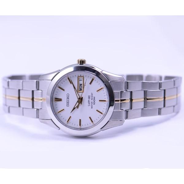 Seiko Men's SGG719P1 (Seiko Q Combi Bracelet S/GLASS 10atm) Round Watch Gold Analog