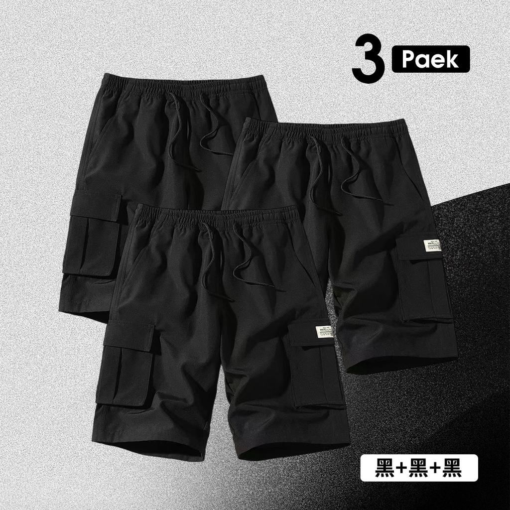 Large Size Shorts Men's Summer Solid Color Five-point Pants New Multi-pocket Loose Large Size Beach Pants Tooling