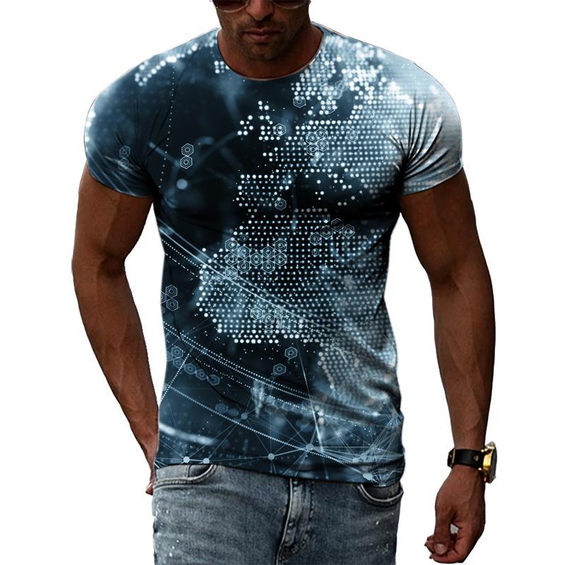 Men's Fashion 3D Digital Printing Planet Trendy Short Sleeve T-shirt Summer Men's Wear Shirt