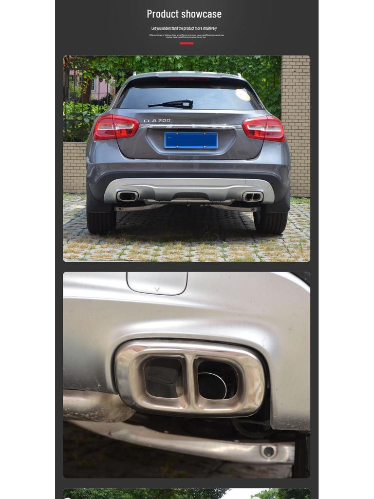 Mercedes-Benz GLA (2016-2020) Quad Exhaust Tailpipe Covers - Black Stainless Steel