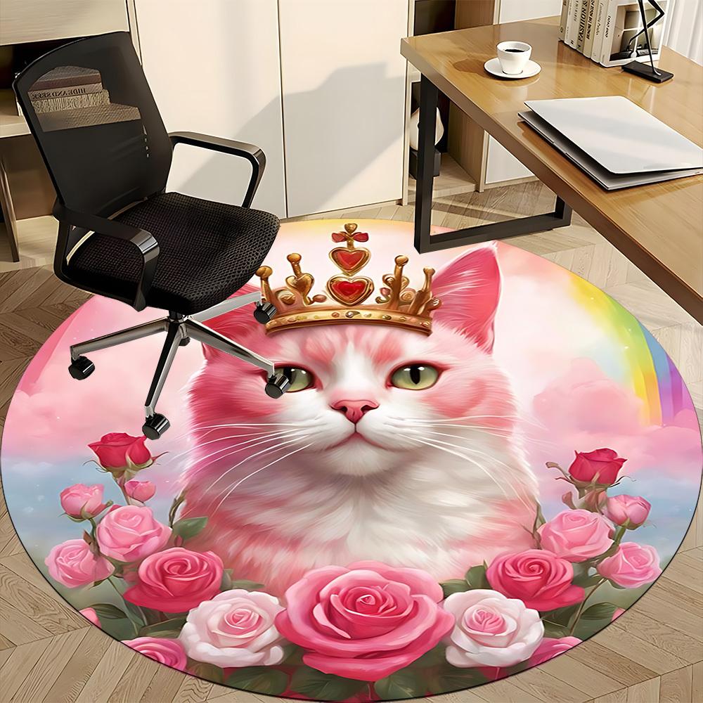 1pc Crown KittyChair Carpet for Office, Indoor Non-Slip Washable Polyester Fiber Carpet, Mat For Office, Machine Washable