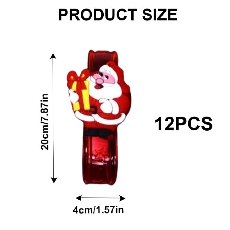 12Pcs Glowing Silicone Bracelets for Kids and Teens Christmas Wristbands Flashing Jewelry Birthday Party Accessories