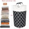 75/82L Large Folding Waterproof Belt Reinforced Long Handle Clothes Storage Bucket Lantern Printed Dirty Laundry Basket