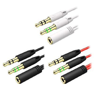 3.5 Mm Stereo Audio Headset Splitter Cable Adapter Microphone Plug for Earphone