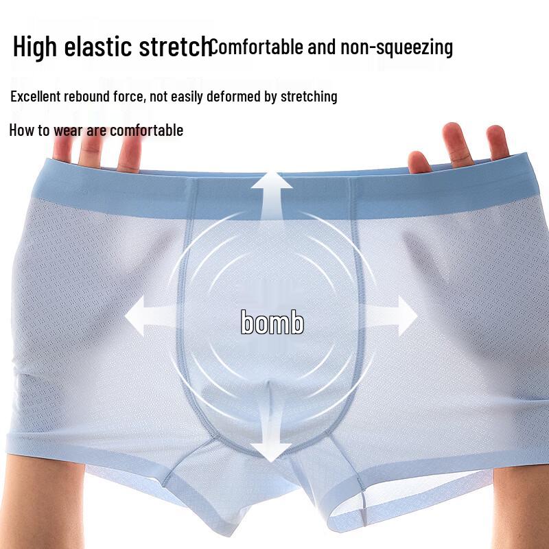 Aige Men's Seamless Ice Silk Boxer Briefs