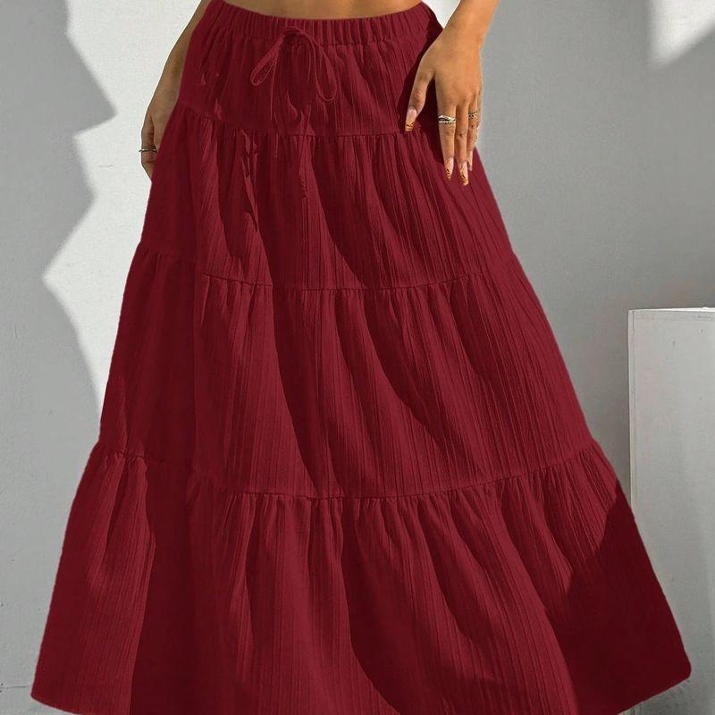 Vacuum Beach Skirt2025 Summer New European and American Women Solid Leisure Vacation Beach Skirt