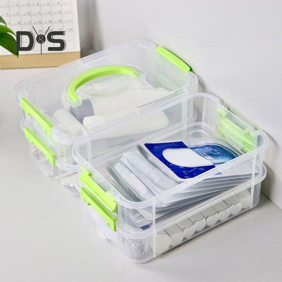 Contenitore di stoccaggio trasparente a 4 strati con maniglia, grande capacità, multiuso, per artigianato, cucito, utilità, contenitore di stoccaggio, organizer di stoccaggio