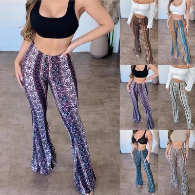 Damen Bohemian-Print Mikro-zart sexy eng hoch elastisch lässige Hose