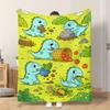 1pc Flannel Blanket Dinosaurs Playing On Grass Lightweight Soft Comfortable And Warm Shawl/Nap Blanket/Sofa Blanket Suitable for A