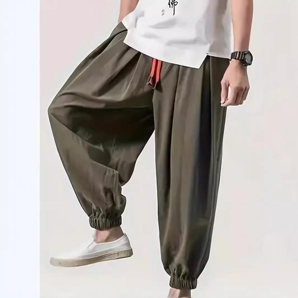 Summer new men's bloomers, loose cotton and linen leggings men's wide-leg pants Harlan leggings
