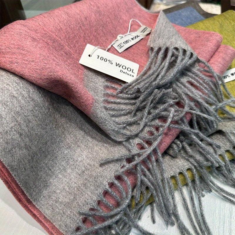 

Премиальный австралийский шерстяной шарф, модный цветовой блок, унисекс, теплый зимой, дышащий, ветрозащитный, повседневный стиль 74.8*12.6inch