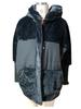 Women's Light Gray Quilted Hooded Winter Coat with Faux Fur Trim and Ribbed Sleeve Detail