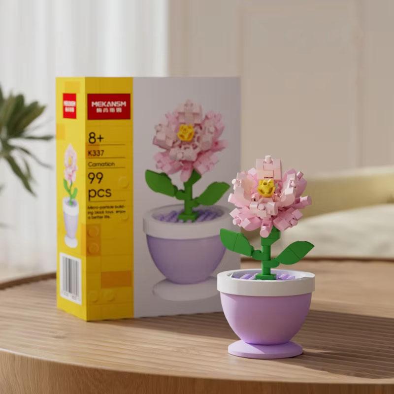 

Educational Building Block Flower Bouquet Pot Plant Toy, Small Part Assembly Floral Decoration, Realistic Children Girl Gift розовый