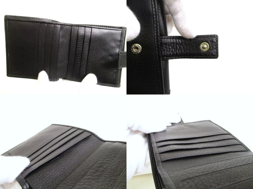 Authentic LOEWE Anagram Black Leather Bifold Wallet Compact Wallet #a910  Refurbished