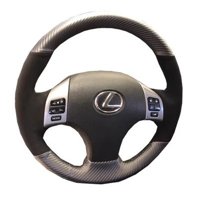 Cubierta Negra de Gamuza Antideslizante Cosida a Mano con Fibra de Carbono para Volante de Coche para Lexus IS250 IS300 ES250 2006-2011