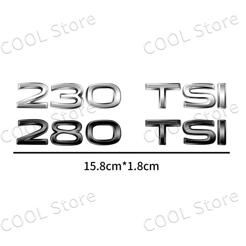 EPYFH1 1Pcs 3D Metal 230 280 300 330 380 TSI Fender Tail Car Logo Side Badge Rear Trunk Emblem Sticker For VW Golf Jetta Passat MK4 MK5