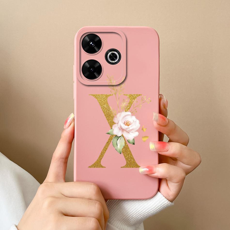 Elegant Case For Redmi 13 4G Personalized Letter Soft Liquid Silicone Protective Phone Cover For Xiaomi Redmi13 Shell Funda Capa